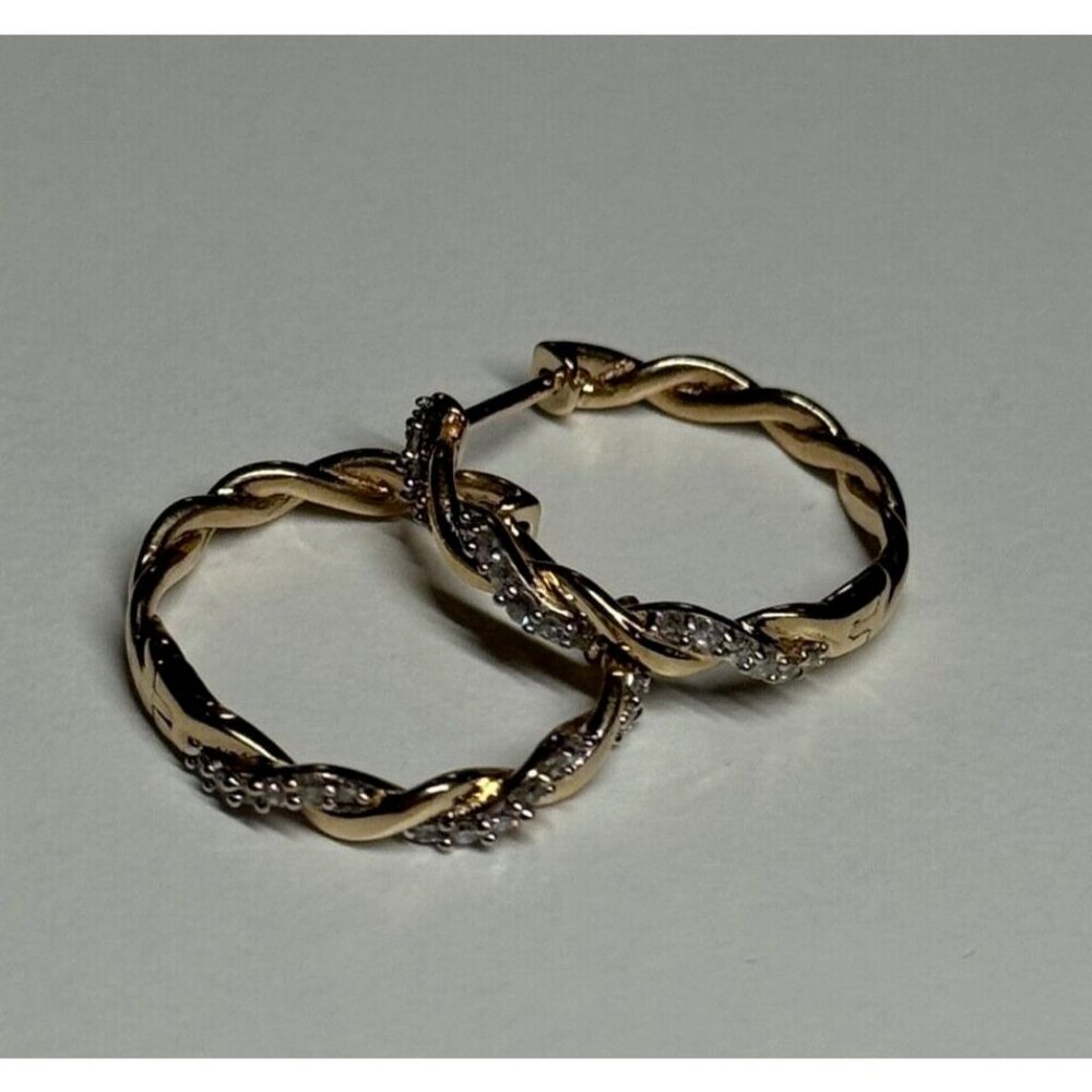 10K YELLOW GOLD DIAMONDS 0.3 CARAT EARRINGS LENGTH 18 mm